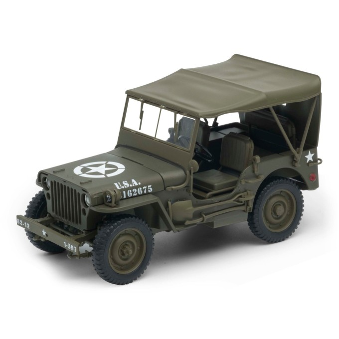 Welly Jeep Willys matná olivová U.S. Army 1:18