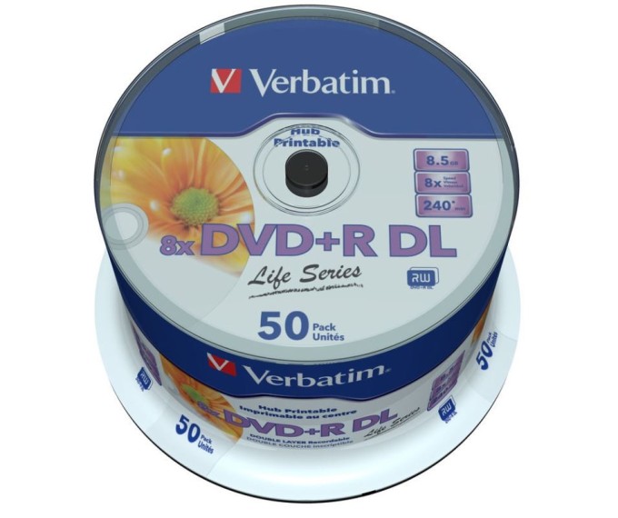 DVD+R Verbatim 8,5 GB (240min) DL 8x Printable Life series 50-cake