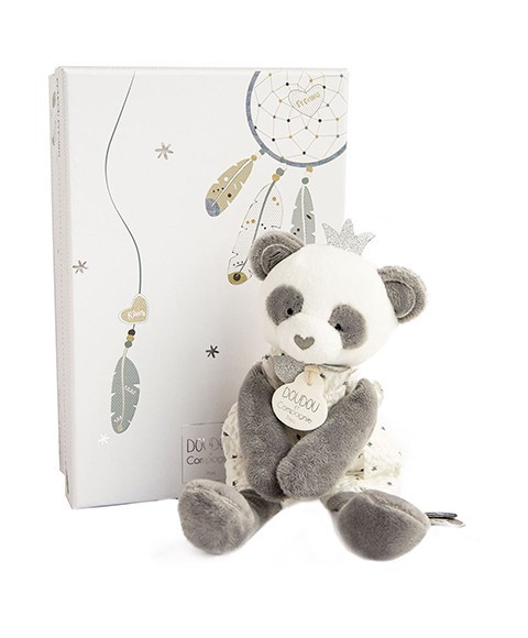 Doudou Dárková sada - plyšová hračka panda s dečkou 20 cm