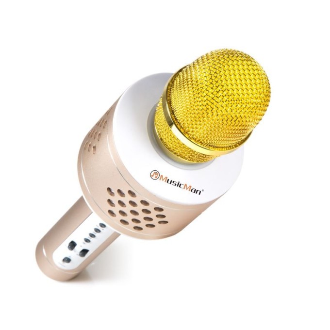 Technaxx PRO bluetooth karaoke mikrofon, 2x3W repro, LED RGB a funkcí TWS, zlatá/stříbrná (BT-X35)