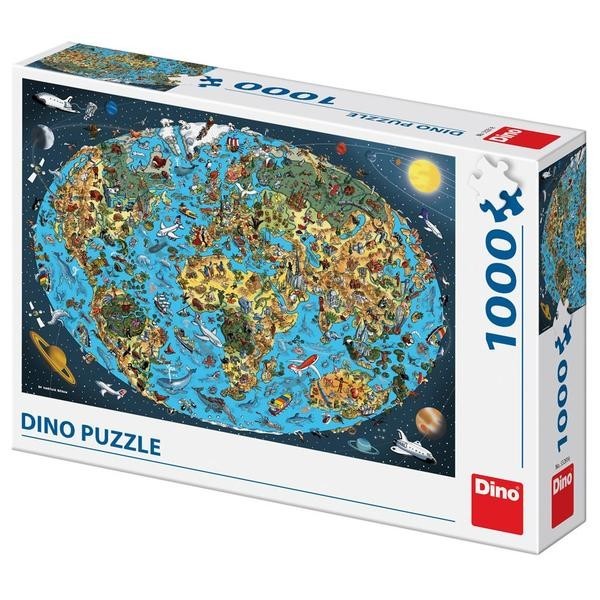 Dino Puzzle Kreslená mapa světa 1000 dílků