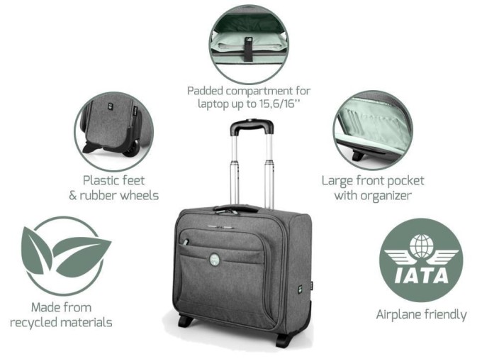 PORT DESIGNS YOSEMITE ECO TROLLEY 15,6" taška na kolečkách, šedá