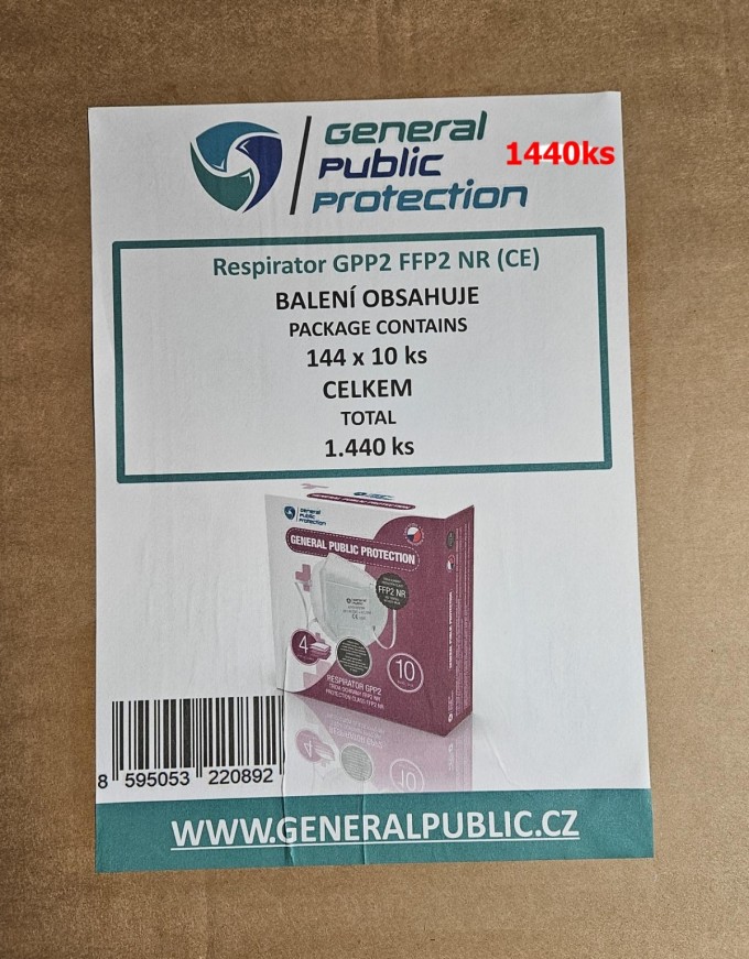 General Public Protection respirátor FFP2 1440ks KARTON