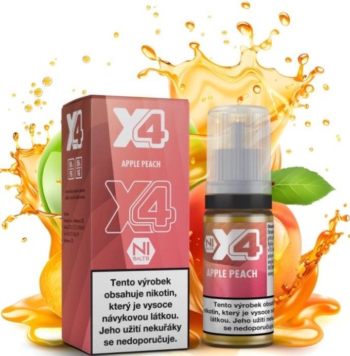 Liquid X4 Bar Juice - Jablko a broskev (Apple Peach) 10ml - 10mg