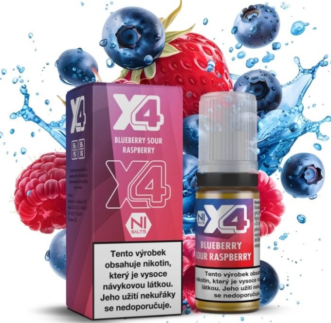 Liquid X4 Bar Juice - Borůvka a malina (Blue Sour Raspberry) 10ml - 20mg