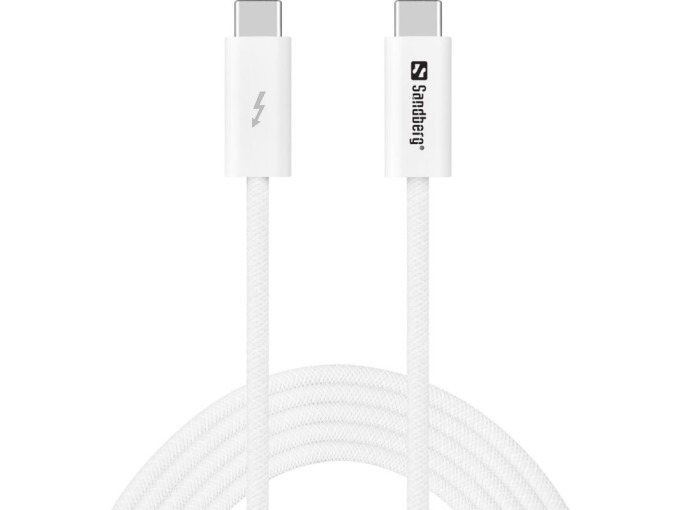 Sandberg nabíjecí kabel USB-C na C USB 4 240W+40Gbps 2m, bílá