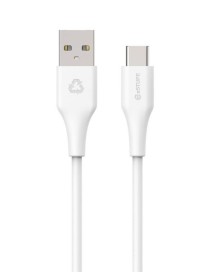 eSTUFF INFINITE Super Soft USB-C to USB-A Cable, 2m, 100% recyklovaný, bílá