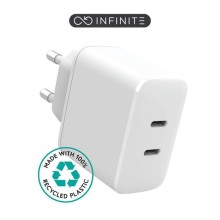 eSTUFF INFINITE Charger USB-C, EU  PD 35W, 100 % recyklovaný TPU, bílá